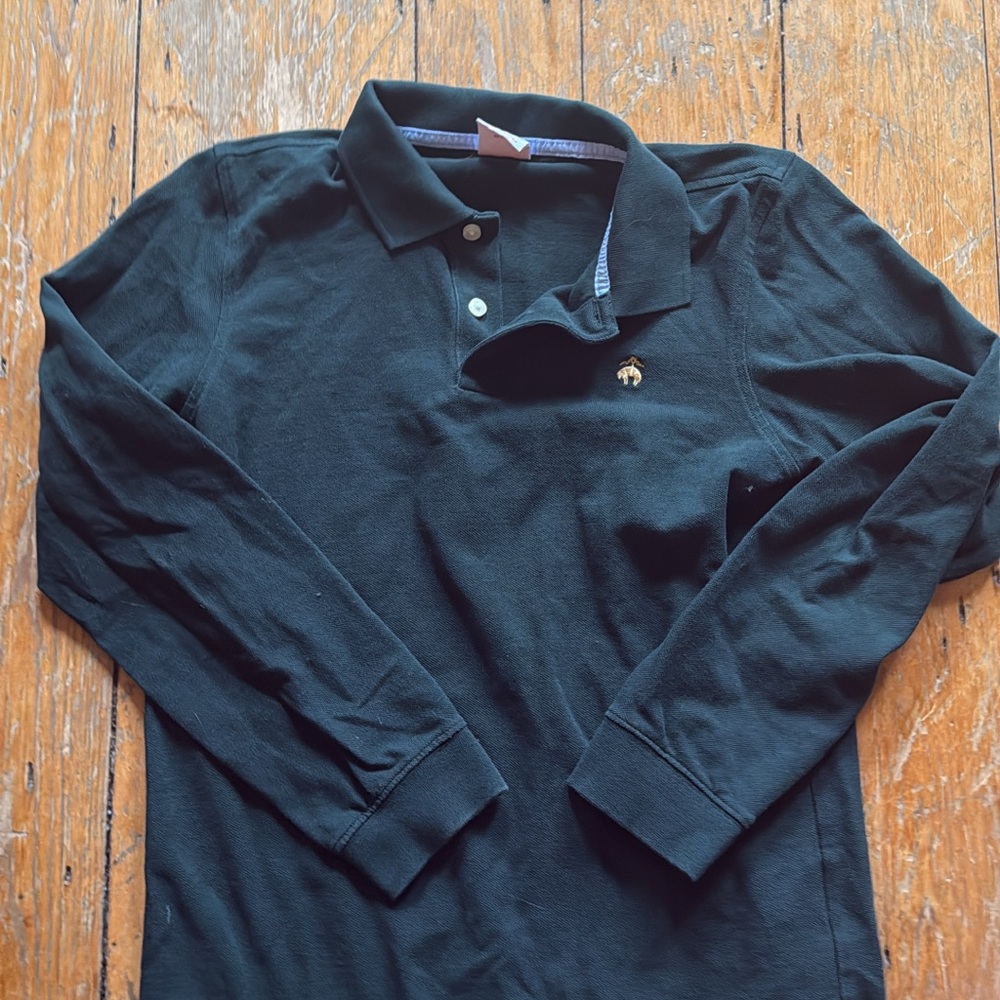 Brooks Brothers boys Forest Green Long Sleeve Polo Shirt NWOT